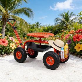 Garden Cart Rolling Scooter, Adjustable Height Heavy Duty Scooter, Rolling Garden Cart with 4 Wheels and Extendable Handle