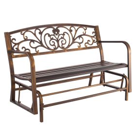 VEVOR Outdoor Bench, 50 inch, Carbon Steel Metal Frame with Cast Iron Backrest and Round Edge Armrests, Weatherproof Outside Glider Bench for Pat