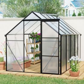 6x10 FT Polycarbonate Greenhouse Raised Base and Anchor Aluminum Heavy Duty Walk-in Greenhouses for Outdoor Backyard in All Season