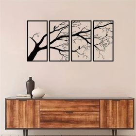 CIFbuy Modern Aluminum Dead Branch And Flying Bird Four-Piece Wall Art Minimalist Nature Theme Home Decor Holiday Gift(TikTok, Temu Pick-up Servi (Option: defaulttitle)